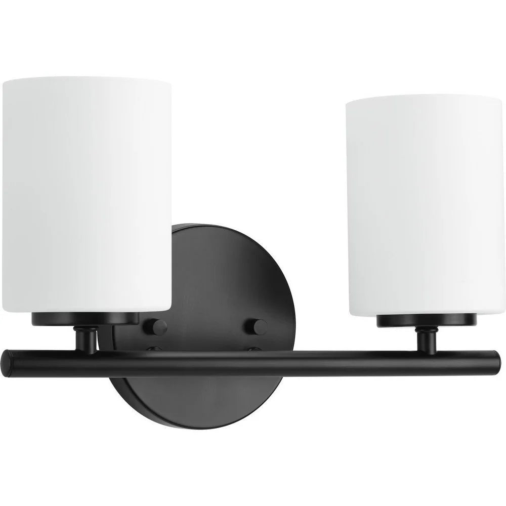 2 Light Textured Black Etched Glass Bath Vanity Light A14530
