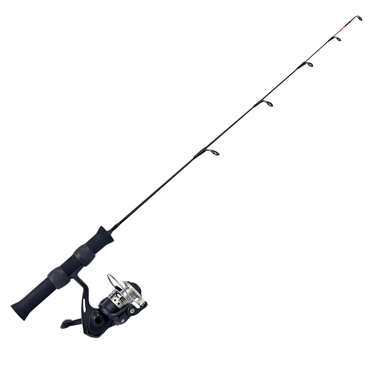Ice Spinning Reel and Ice Fishing Rod Combo, Solid Carbon Rod, Graphite Reel with Aluminum Spool W7261