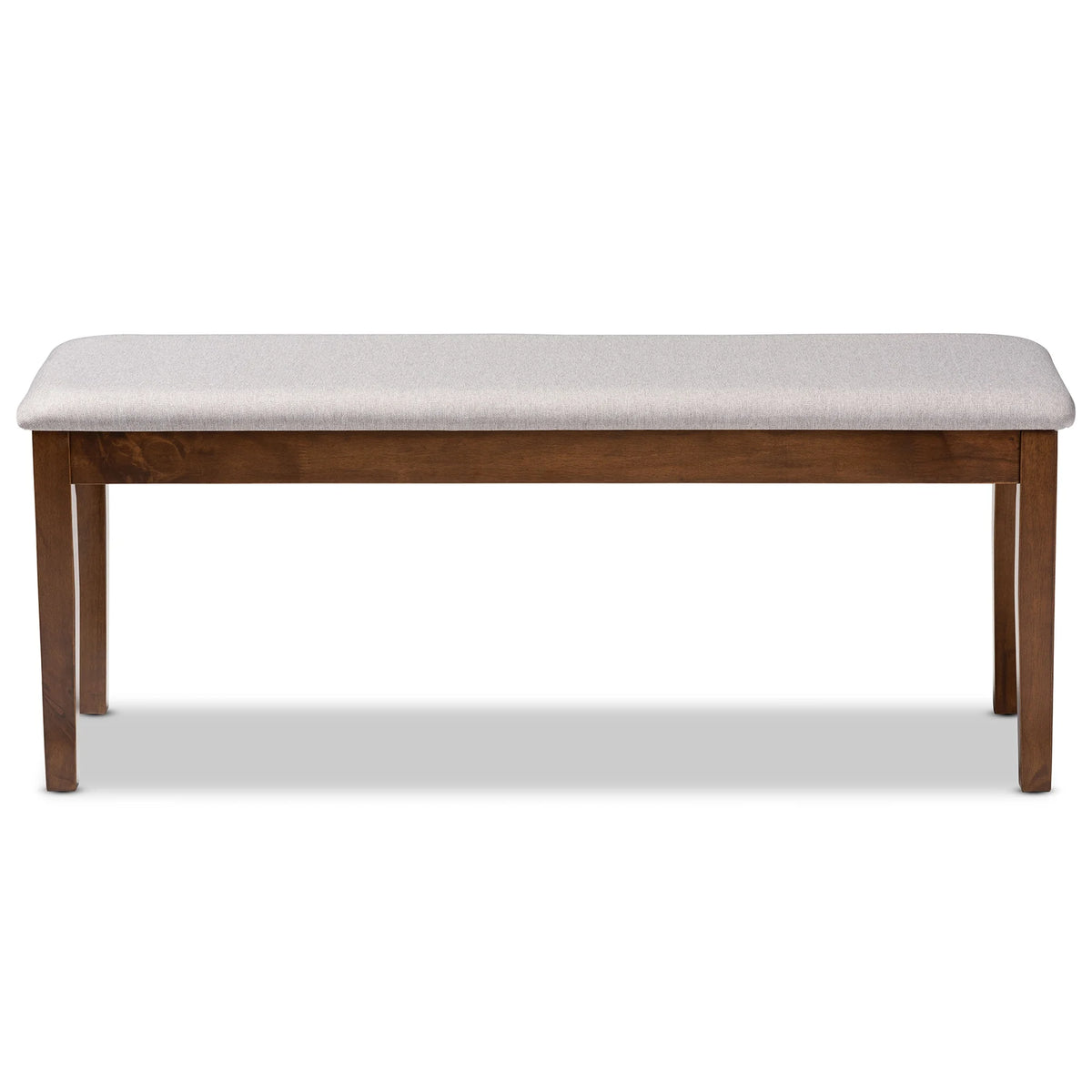 Gray Fabric and Walnut Finished Wood Dining Bench E147896