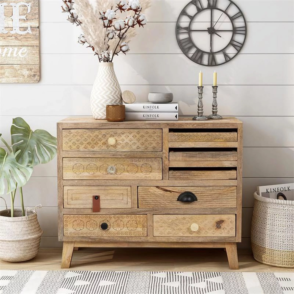 Rustic Wood 9-Drawer Chest I6214