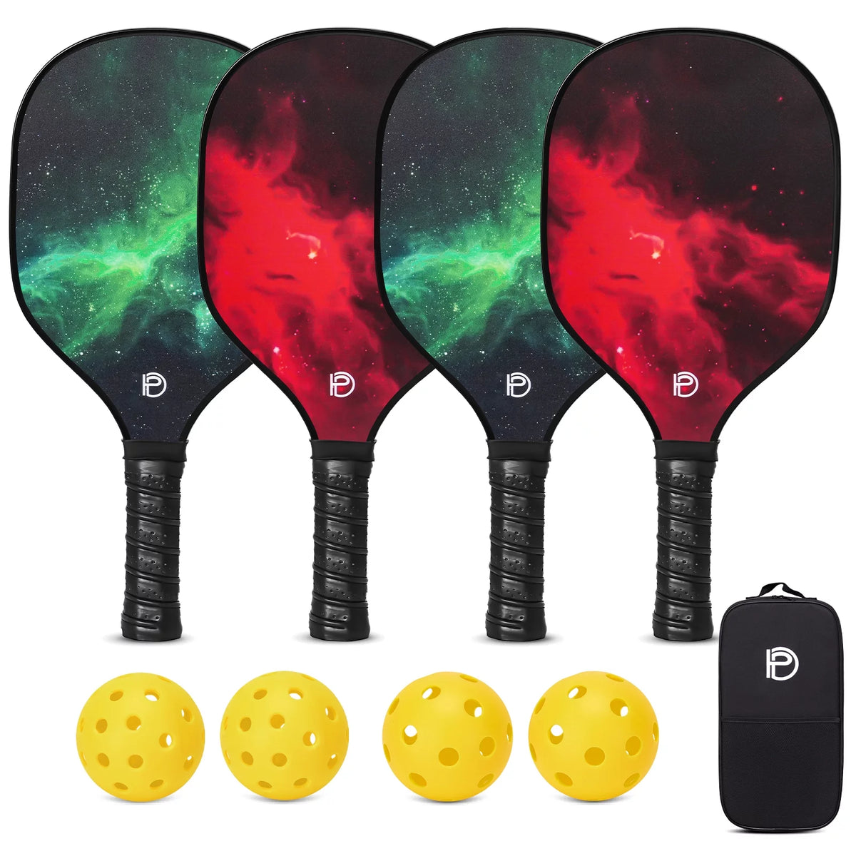 Set of 4 Wooden Pickleball Paddles with Balls and Bag Q39480