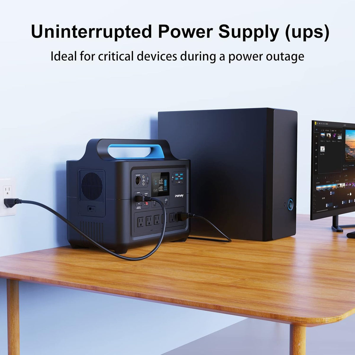 Portable Power Station 1000W, 1228Wh Capacity, 6 AC Outlets D58033