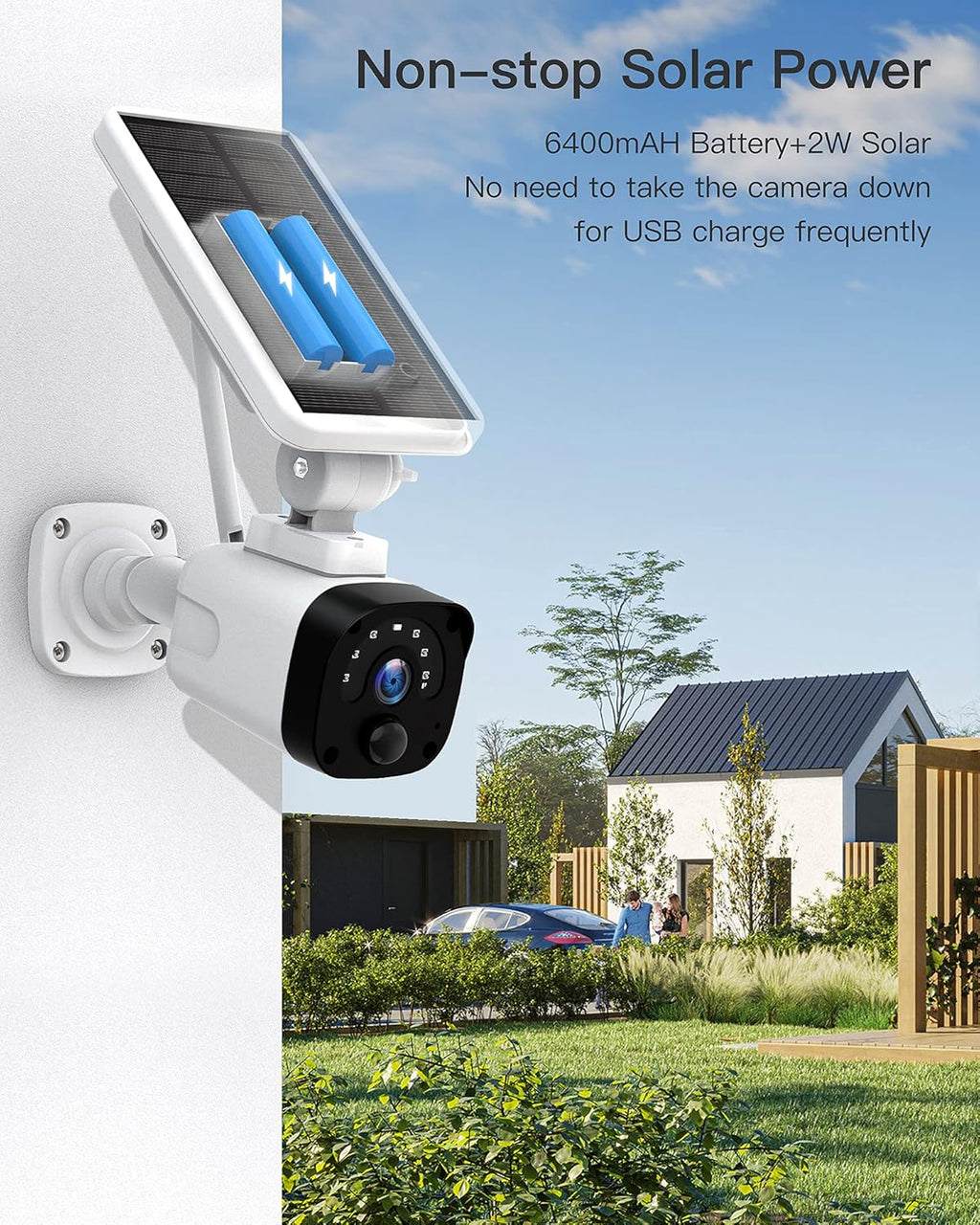 Wireless Solar Security Camera System with Base Station and 4 Cameras, 1080P Night Vision, IP65 Waterproof Y874