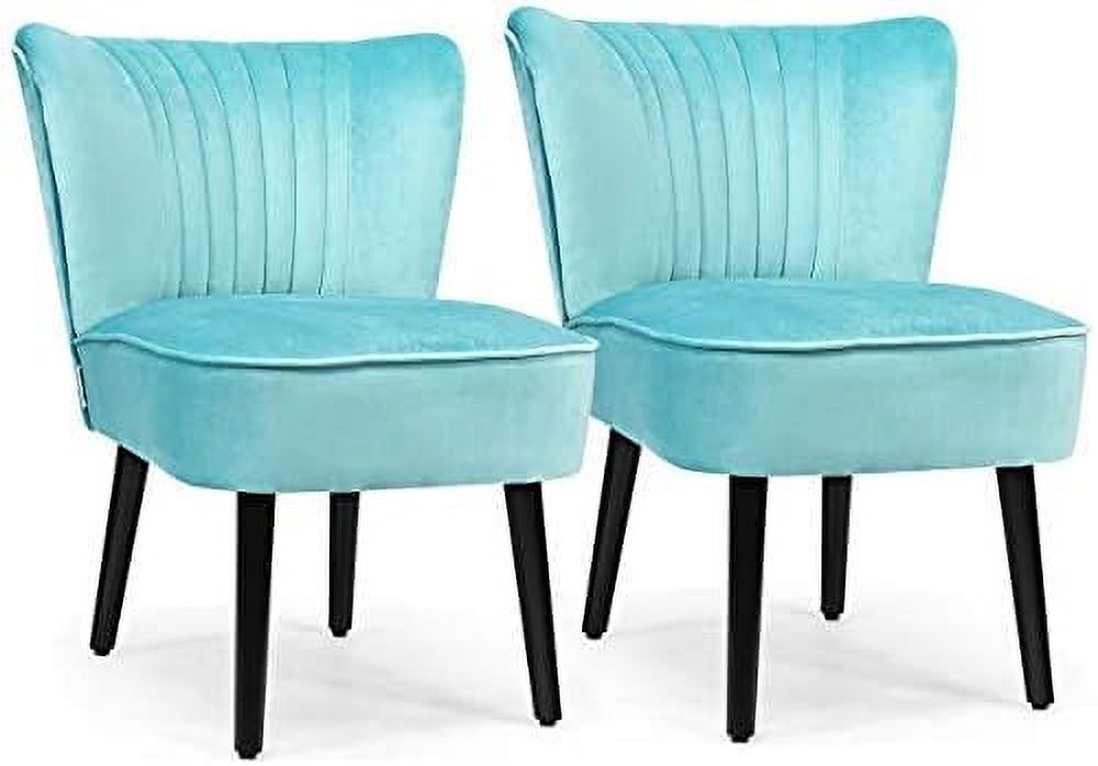 Velvet Accent Chair Set of 2 Armless Curved Backrest Padded Seat J661657