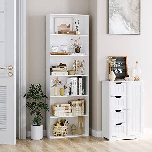 6-Tier Dark Gray Freestanding Bookcase and Bookshelf C453