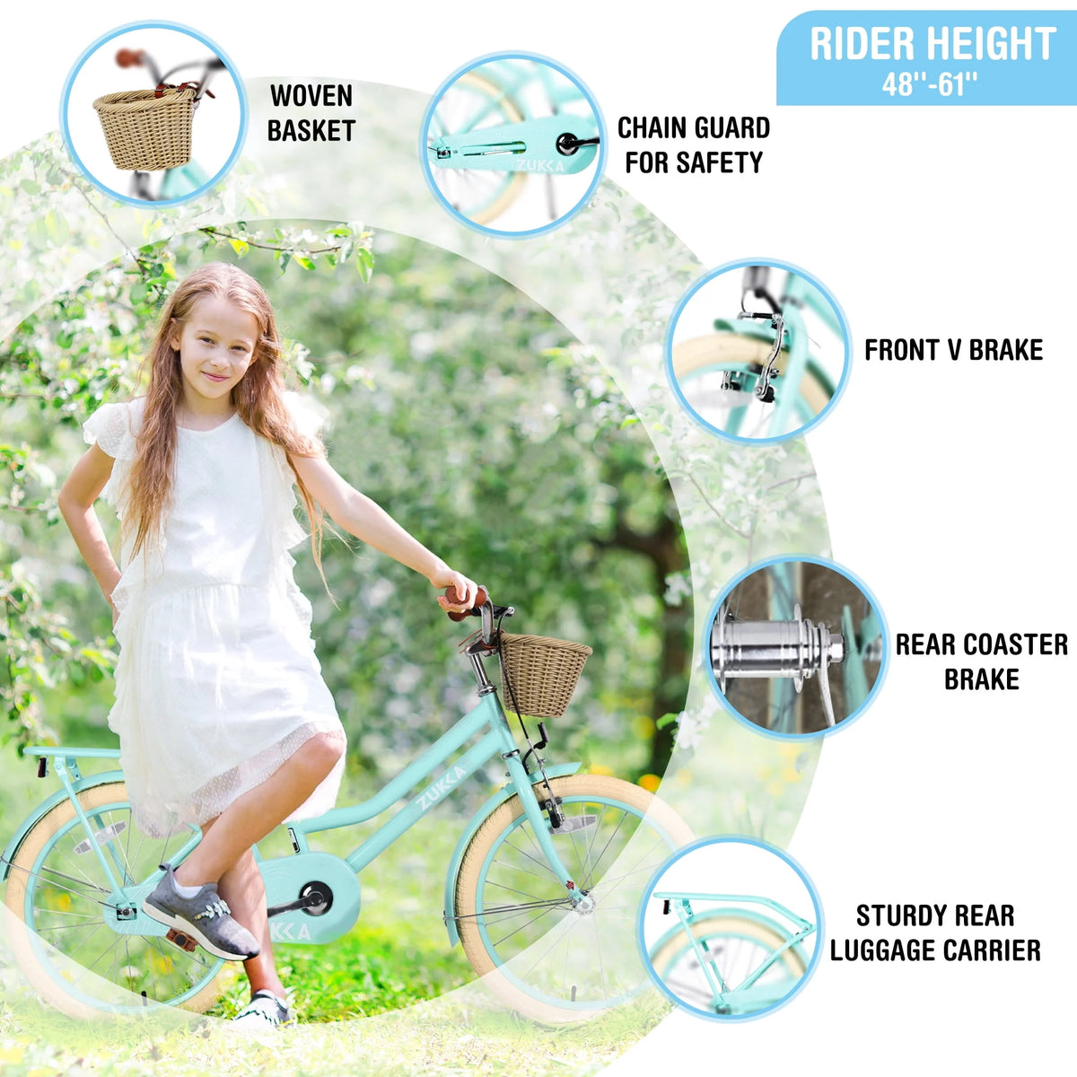 Kids Bike with Woven Basket White L16338