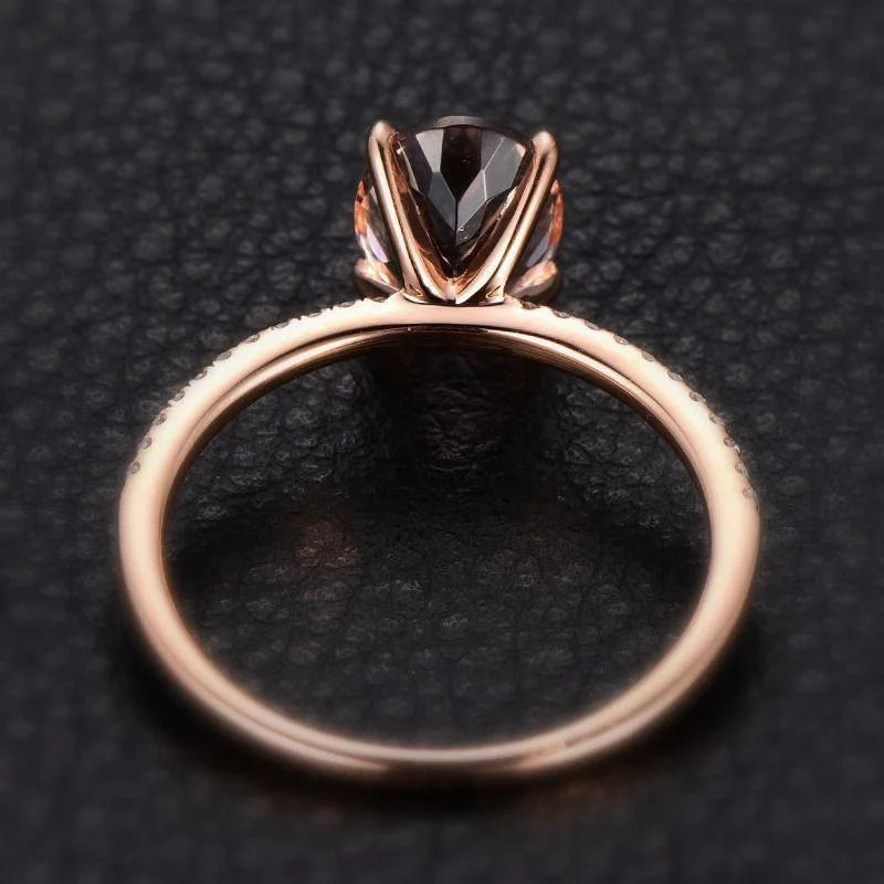 1.75 Carat 8X6mm Oval Cut Morganite And Diamond Moissanite Engagement Ring With 18K Rose Gold Plating S992835