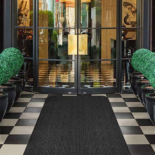 Smokey Black Double-Ribbed Carpet Runner with Skid-Resistant Rubber Backing U402766