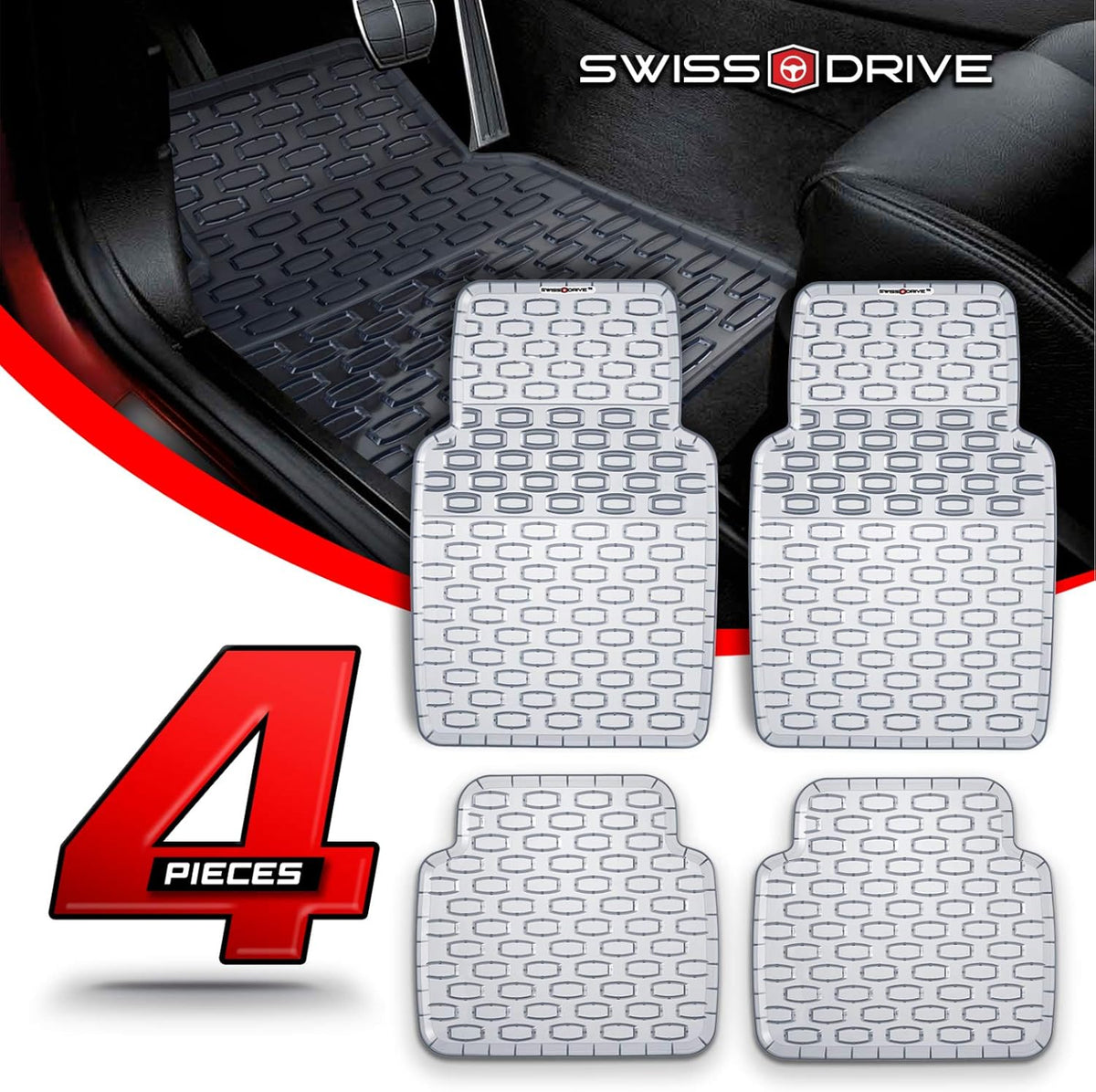 4 pcs Rubber Car Floor Mats G13084