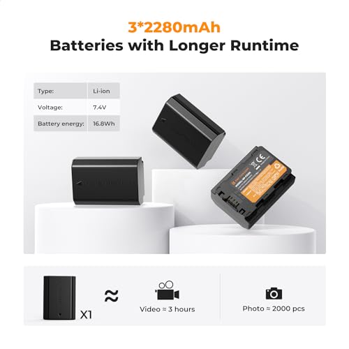 NP-FZ100 Battery and Three Slot Charger 3-Pack 2280mAh J6792