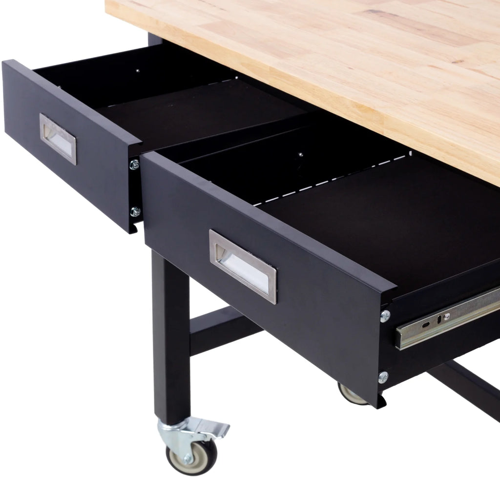 48in Heavy Duty Bamboo Wood Workbench with Drawer Storage Y100253