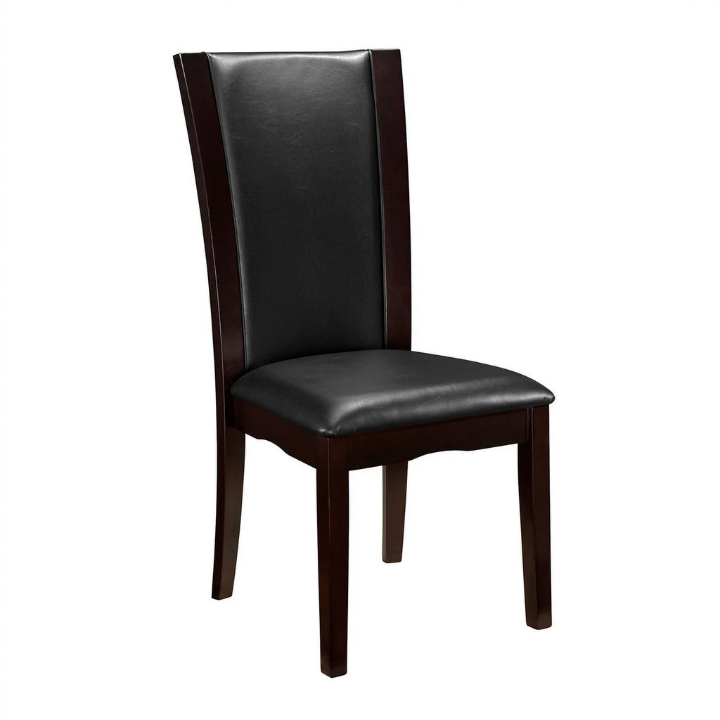 Wood and Faux Leather Dining Side Chair Espresso Set of 2 F2826