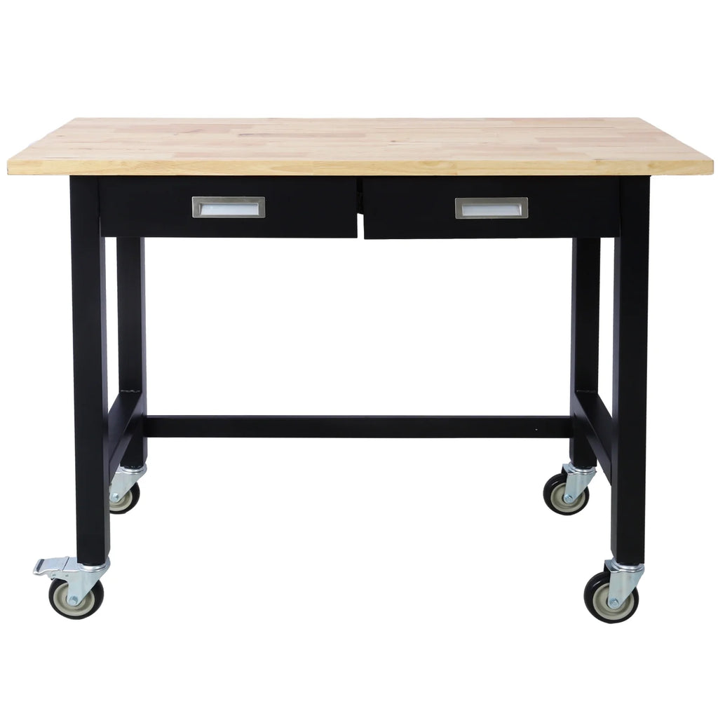 48in Heavy Duty Bamboo Wood Workbench with Drawer Storage Y100253