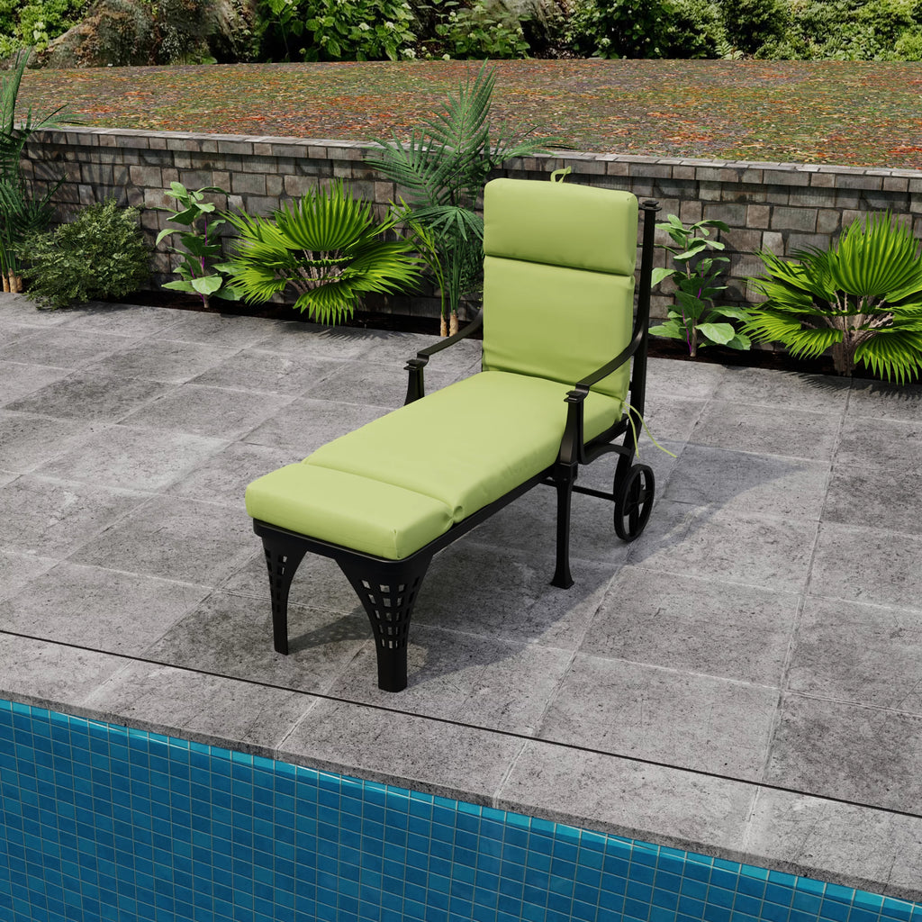Yellow Rectangular Outdoor Chaise Lounge Cushion with Ties H890