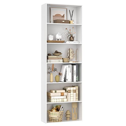 6-Tier Dark Gray Freestanding Bookcase and Bookshelf C453