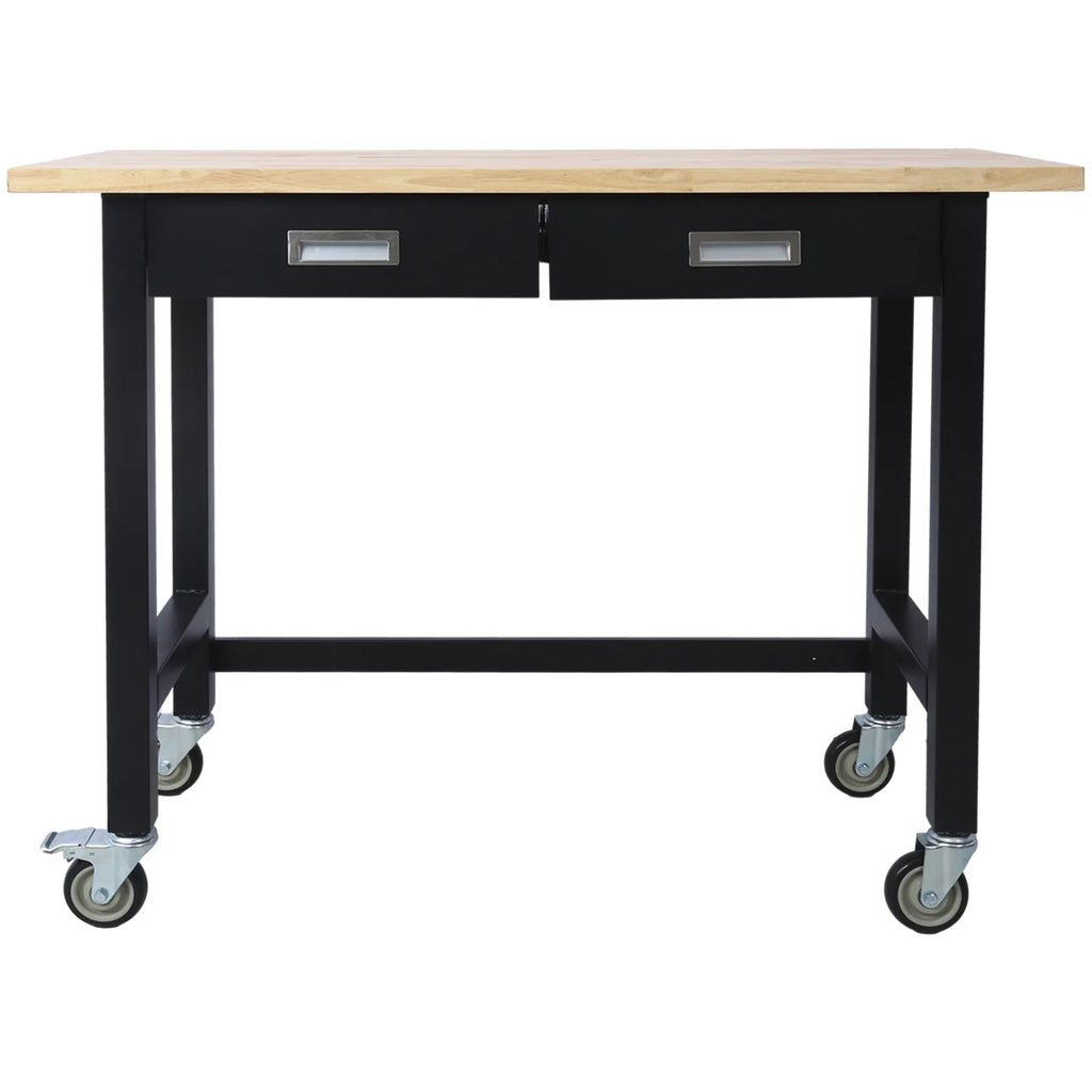 48in Heavy Duty Bamboo Wood Workbench with Drawer Storage Y100253