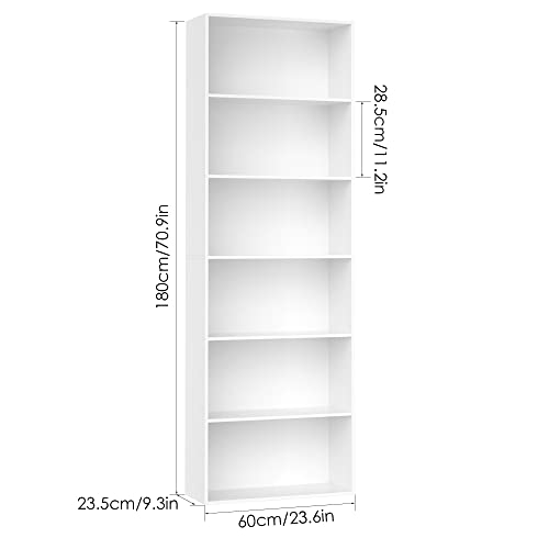6-Tier Dark Gray Freestanding Bookcase and Bookshelf C453