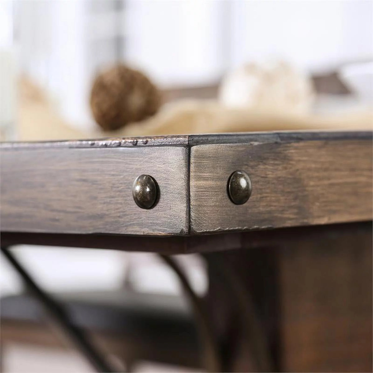 Solid Wood Rectangle Dining Table in Rustic Walnut Y75048