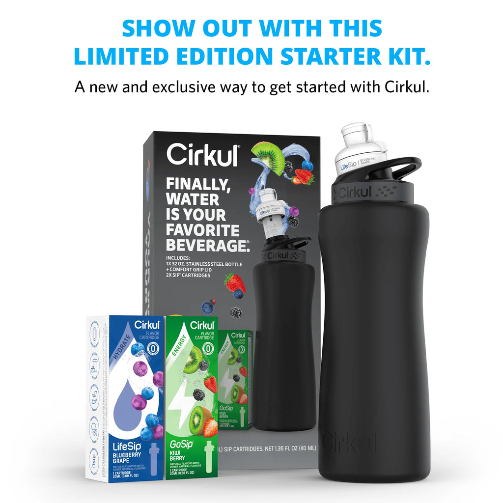 32oz Rose Gold Stainless Steel Water Bottle Starter Kit with Lid and 2 Flavor Cartridges U298