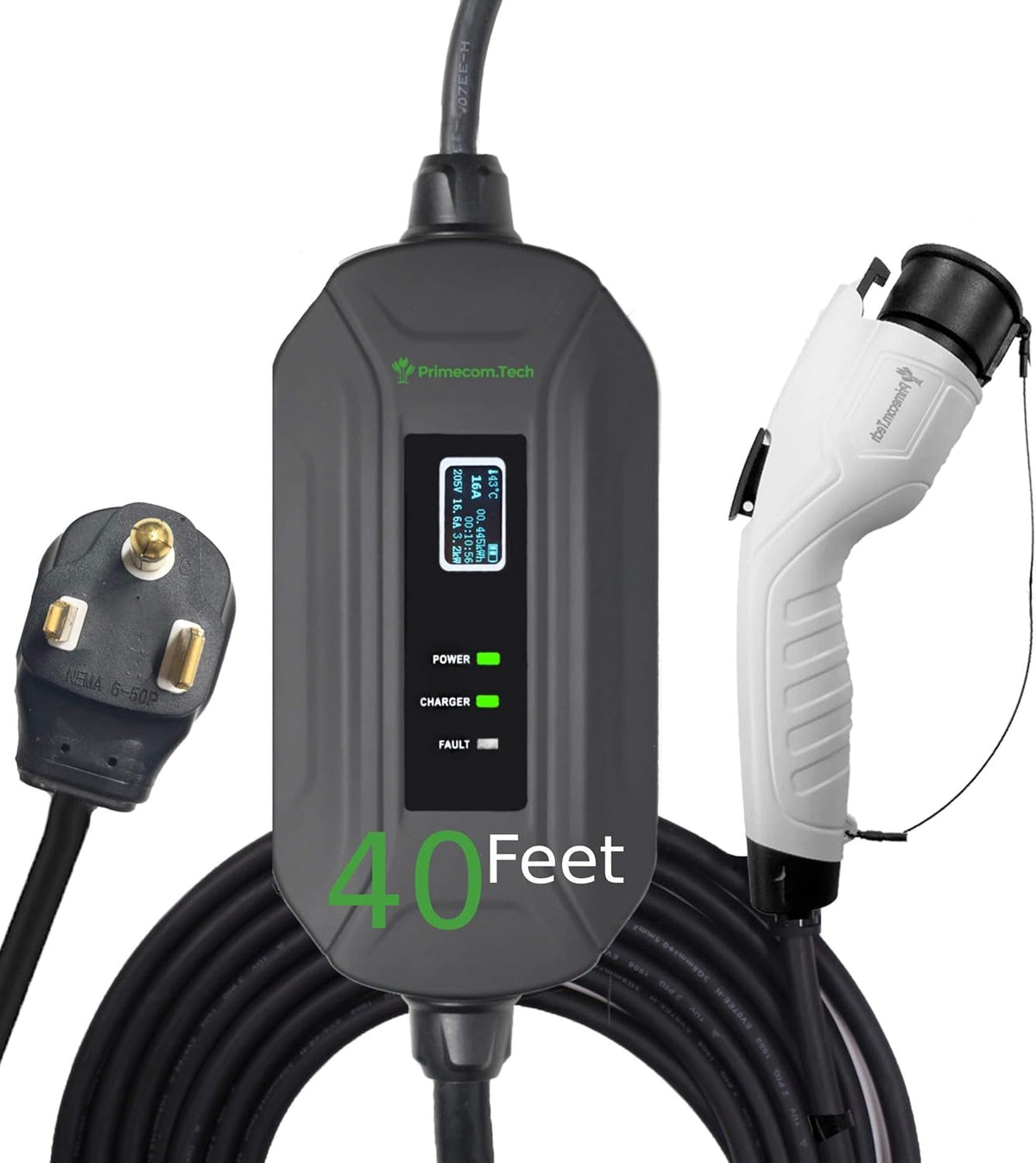 Portable Level 2 Electric Vehicle Charger, 16Amp, 30 Feet D264