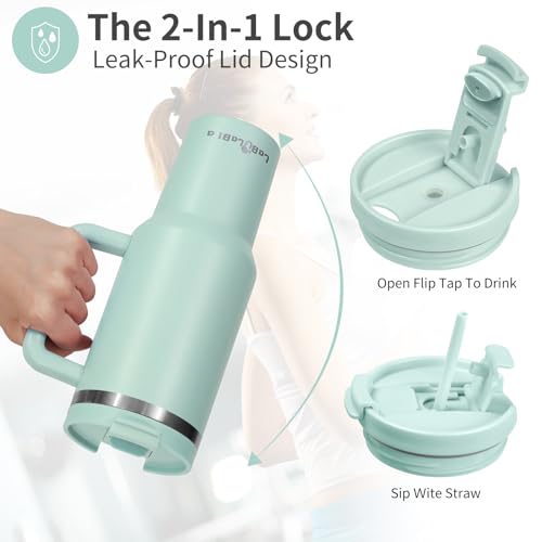40oz Stainless Steel Insulated Tumbler with Handle and Straw S9914