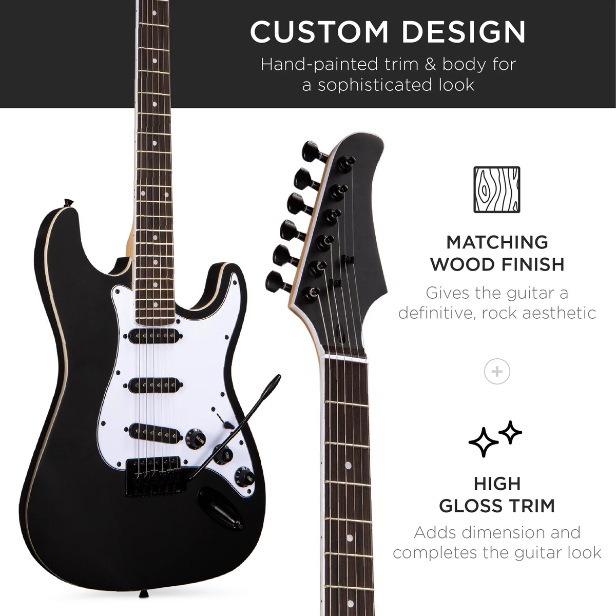 39in Full Size Beginner Electric Guitar Kit with Case O4055
