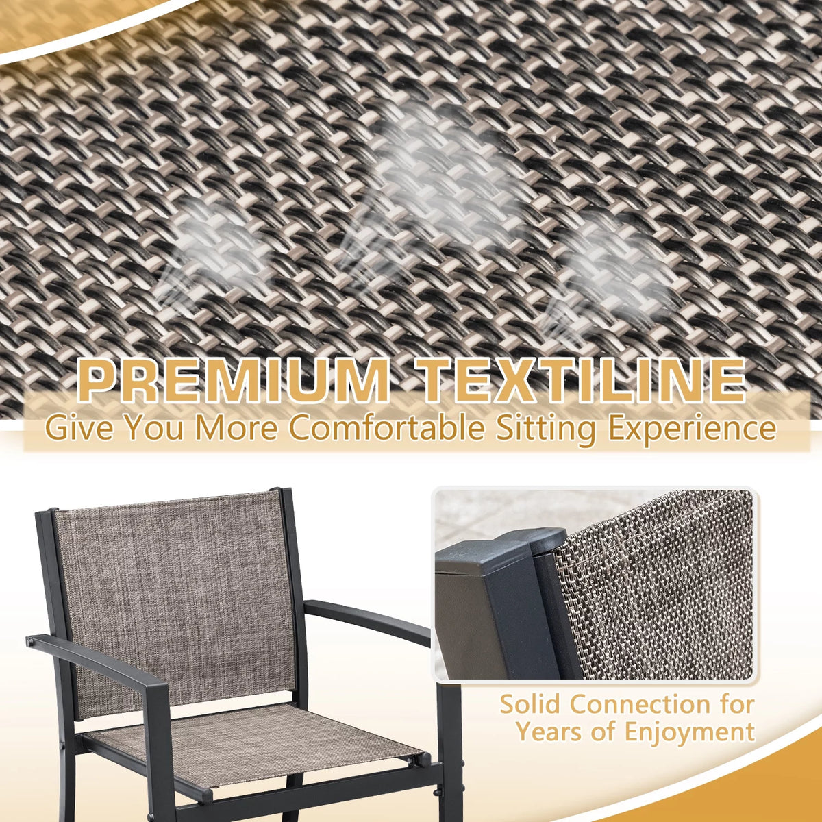 4 Pieces Textilene Patio Furniture Set with Loveseat Tea Table F73524