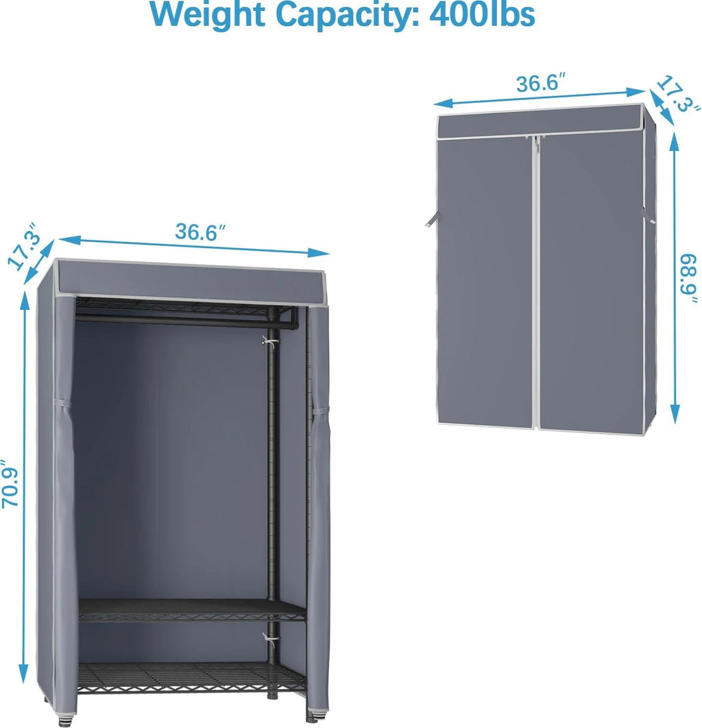 3 Tiers Heavy Duty Garment Rack with Grey Oxford Fabric Cover L48824