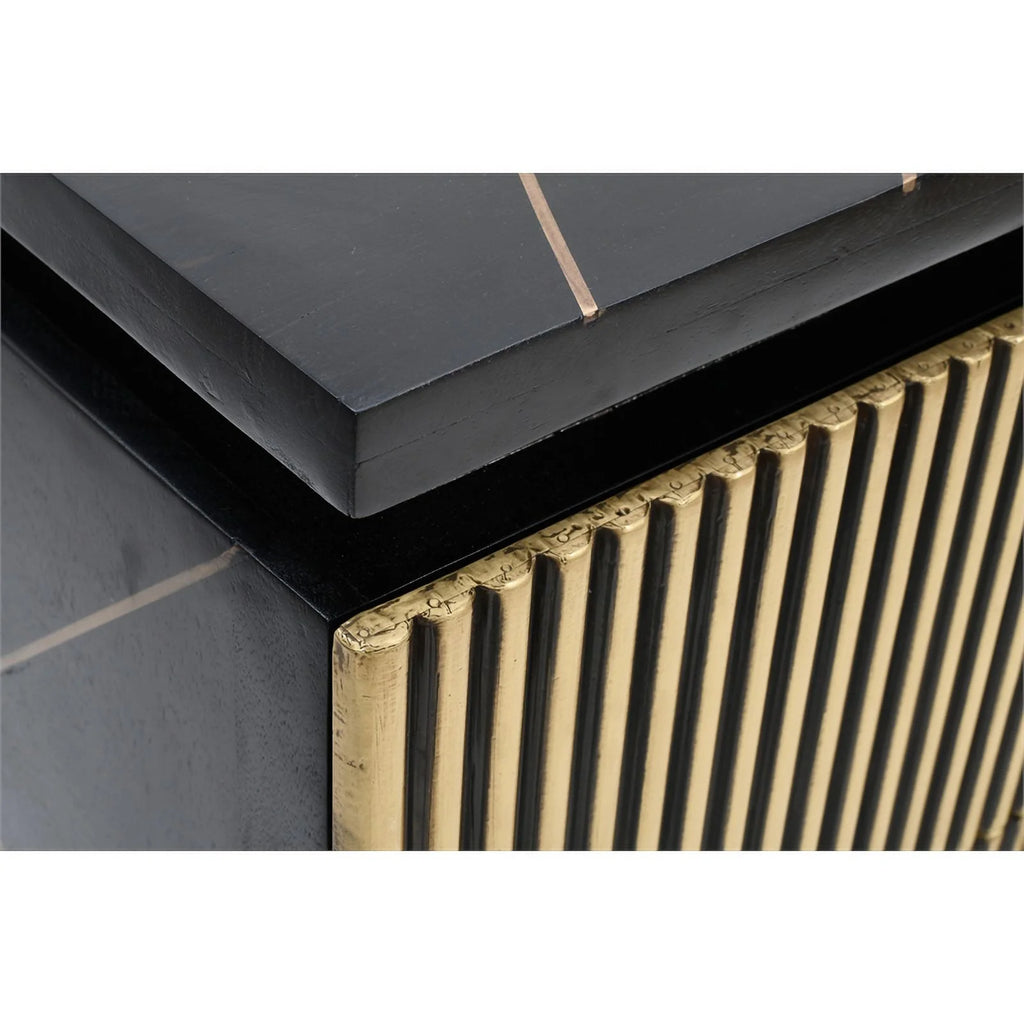 5-Drawer Wood Chest in Black/Gold T5702