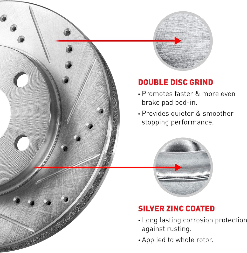 Front Rear Drilled and Slotted Brake Rotors U19317