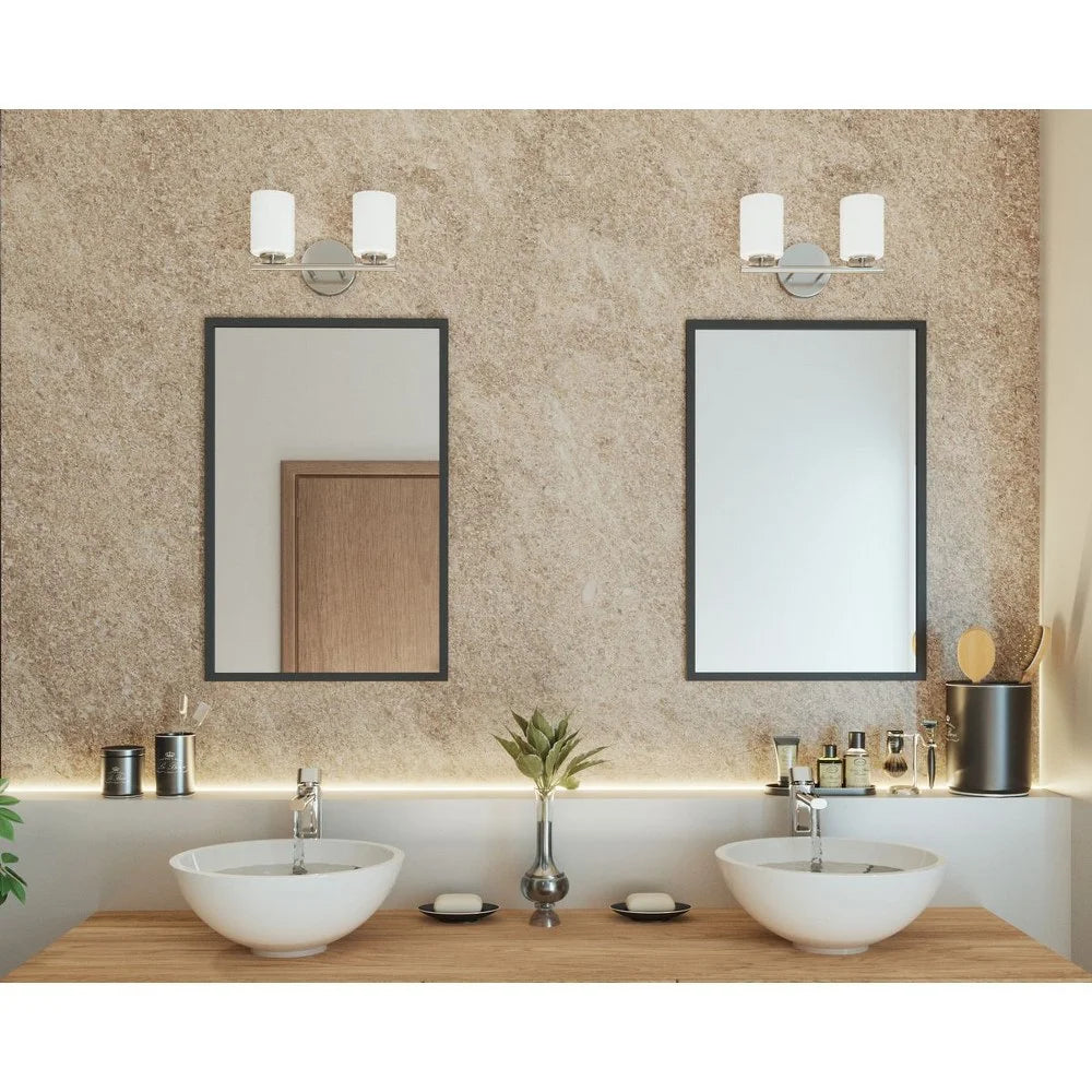 2 Light Textured Black Etched Glass Bath Vanity Light A14530