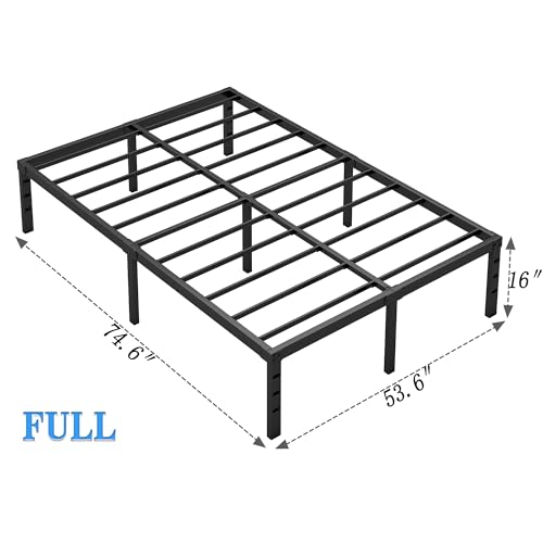Full Size 18 Inch Black Metal Bed Frame with Storage B5482