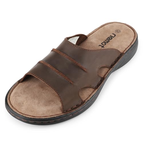 Men's Leather Sandals Cushioning Arch Support Lightweight Non-slip Summer Slides A13271