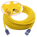 Yellow 100 ft Outdoor Extension Cord with 5 Outlet Adapter K1449