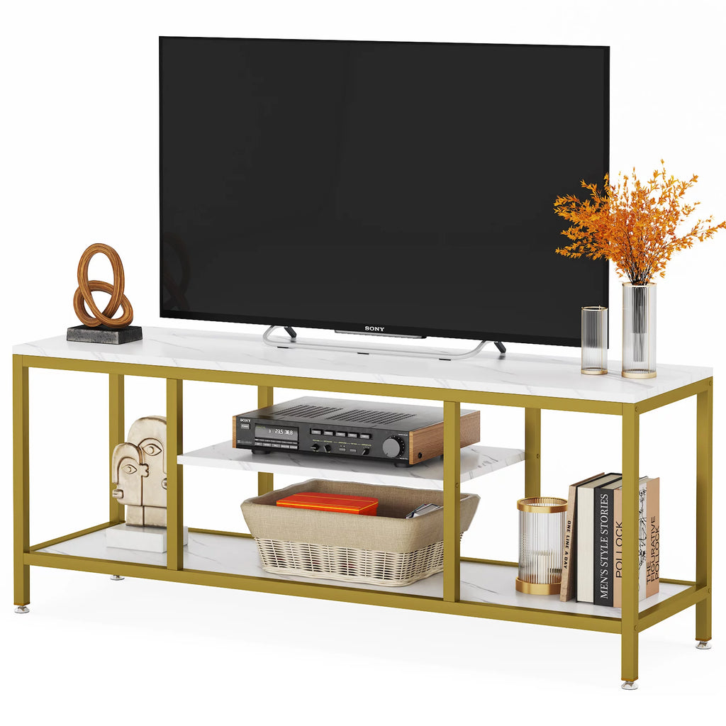 59" 3 Tier TV Stand with Open Storage Shelves B63070