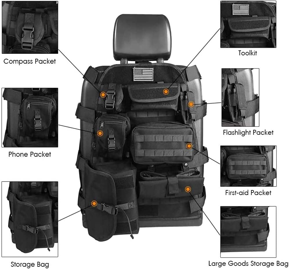 Black Tactical Seat Cover Pack of 2 W8374