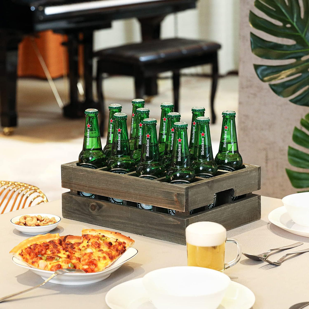 Wooden Crate Drink Carrier with Handles V110