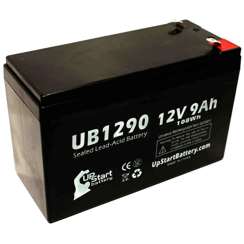 2x Pack 12V 9Ah Sealed Lead Acid Battery with F1 Terminal Adapters J1161