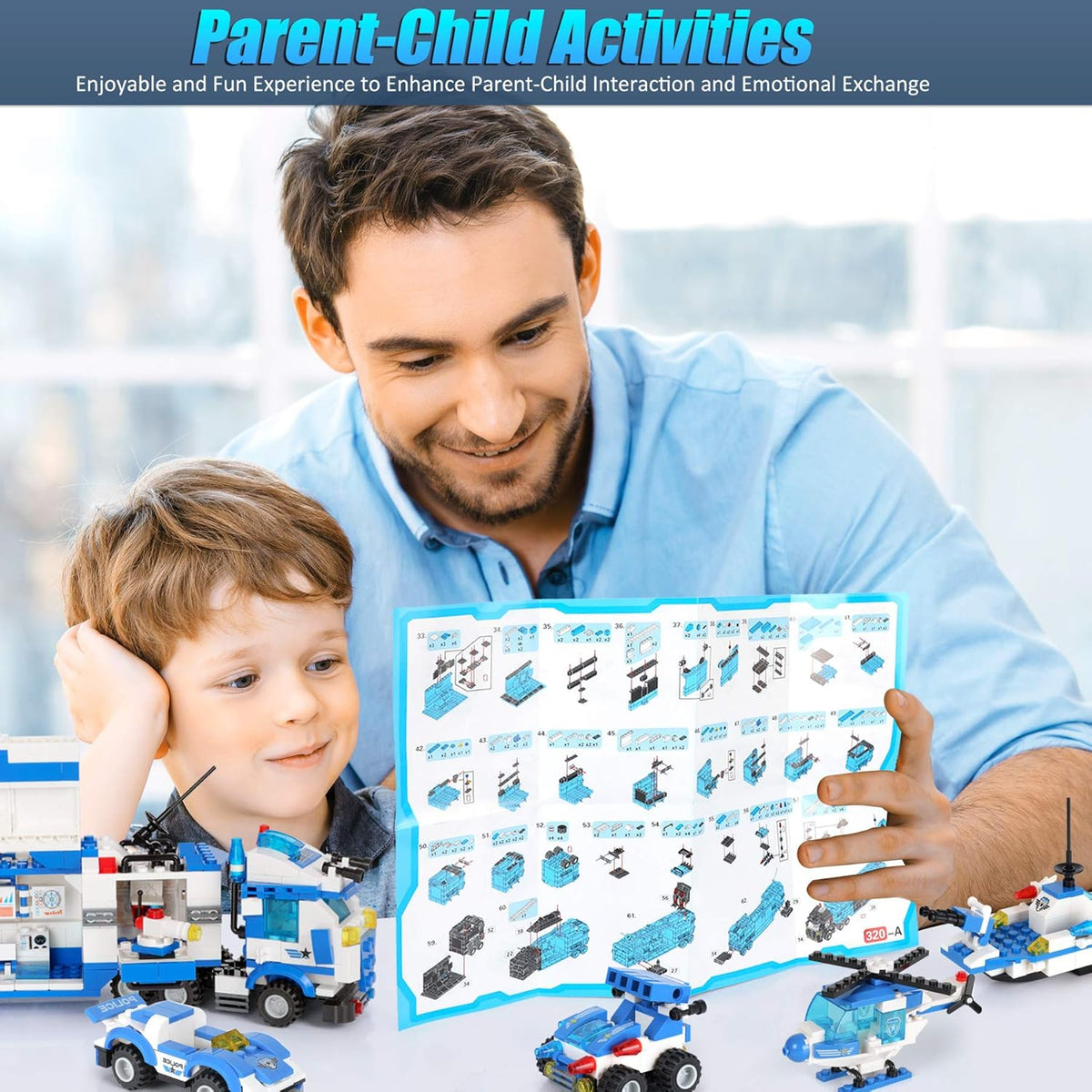 1338 Pieces Police Station Building Blocks Set with Storage Box X429987