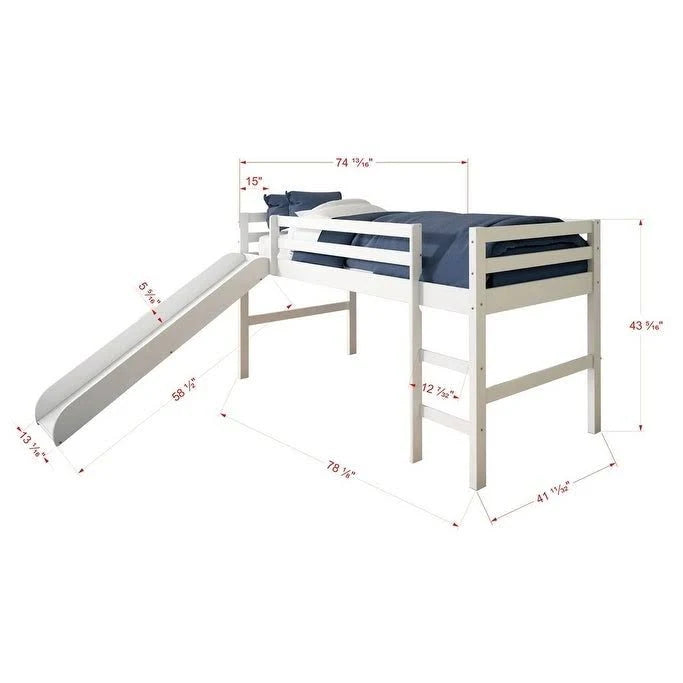 Twin Tent Loft Bed, Espresso/Pink U1087
