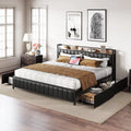 Queen Upholstered Platform Bed with Storage Drawers R2327