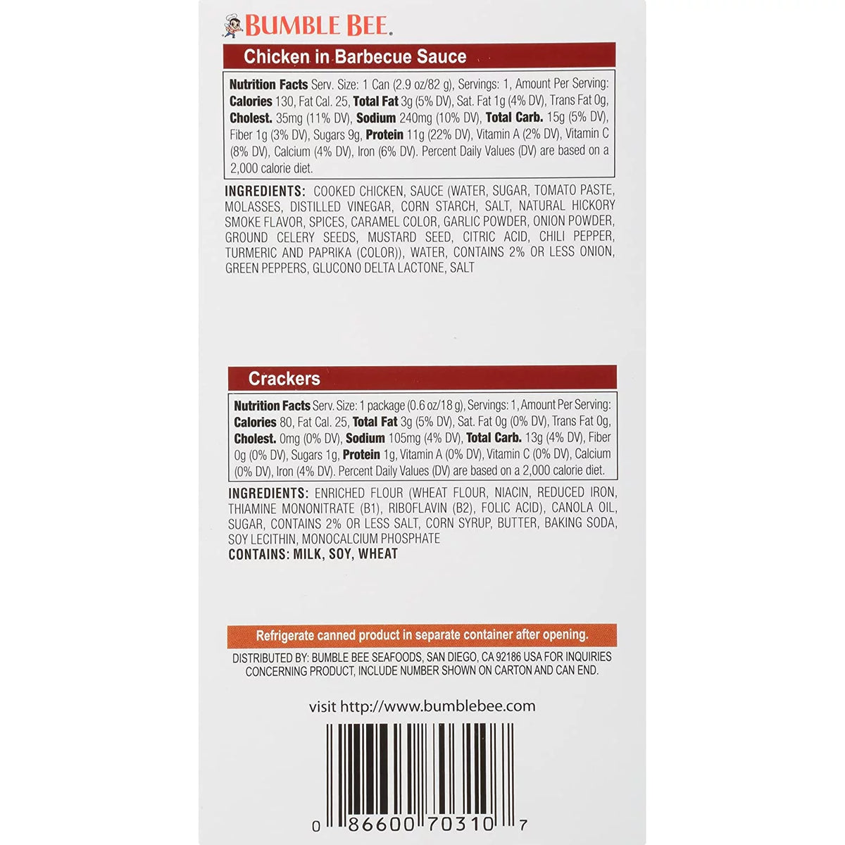 BBQ Chicken With Crackers Kit 3.5 Ounce Pack Of 12 I390