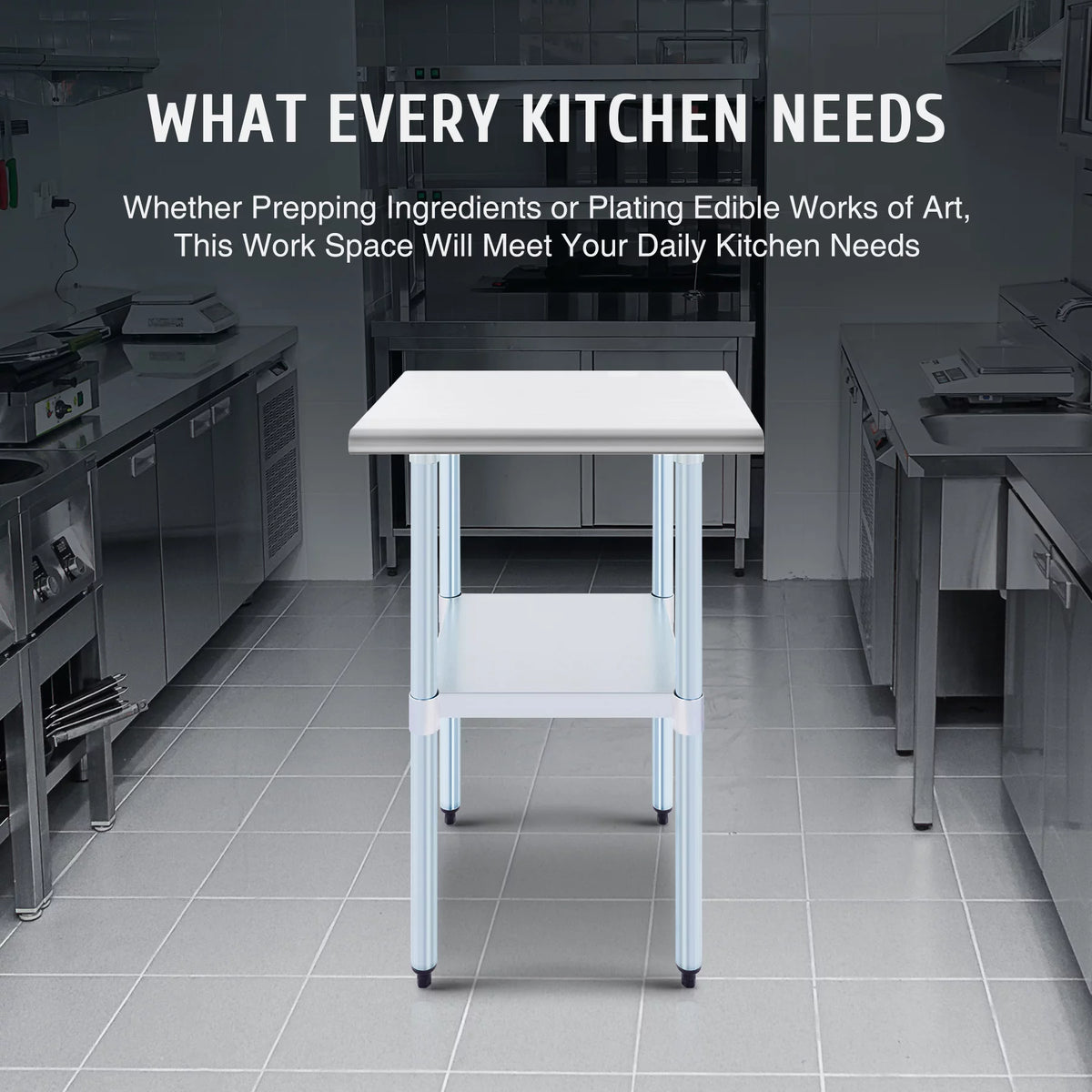 Stainless Steel Prep Table with Adjustable Shelf 24x24 Inch A646
