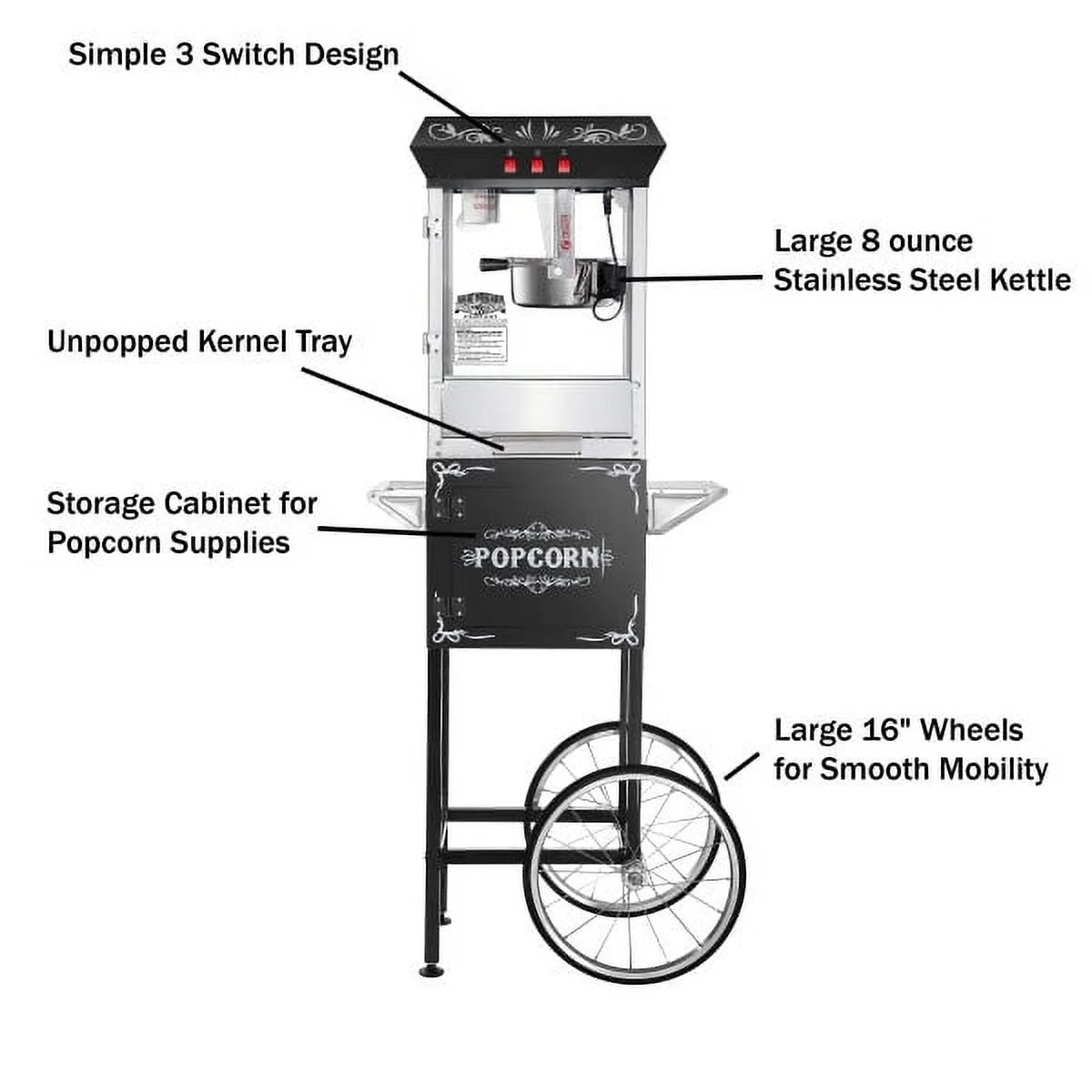 8 oz Popcorn Machine with Cart E312
