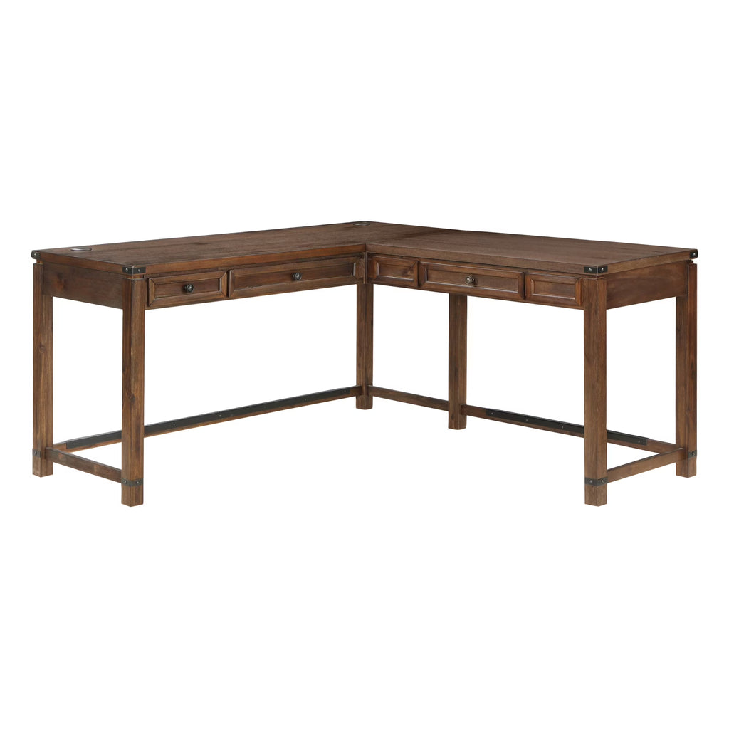 Brushed Walnut Engineered Wood Sit-to-Stand L-Desk K152741