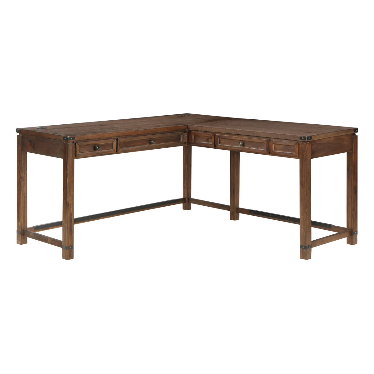 Brushed Walnut Engineered Wood Sit-to-Stand L-Desk K152741