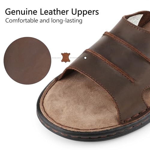 Men's Leather Sandals Cushioning Arch Support Lightweight Non-slip Summer Slides A13271