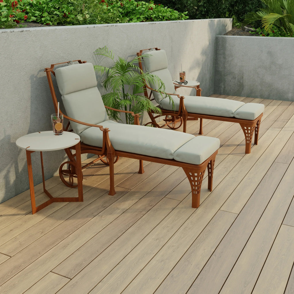 Yellow Rectangular Outdoor Chaise Lounge Cushion with Ties H890