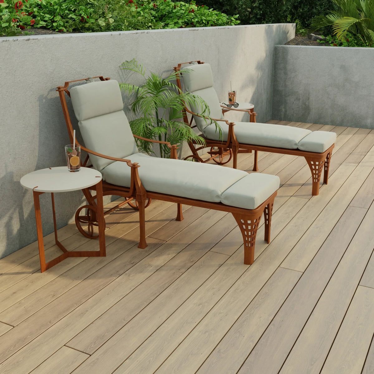 Yellow Rectangular Outdoor Chaise Lounge Cushion with Ties H890