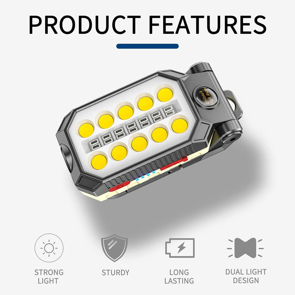 LED Work Light, COB Rechargeable Flashlight with Magnetic Base & Hanging Hook, Pack of 2 R183996